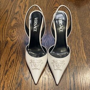 Versace White Slingback Heels